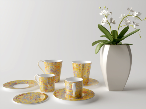 Mid-century Style Tea Set Phalaenopsis