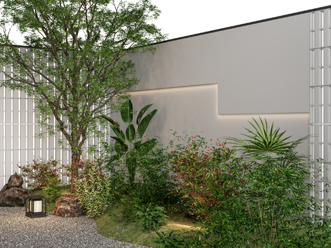 Landscape sketch plant landscaping courtyard wall