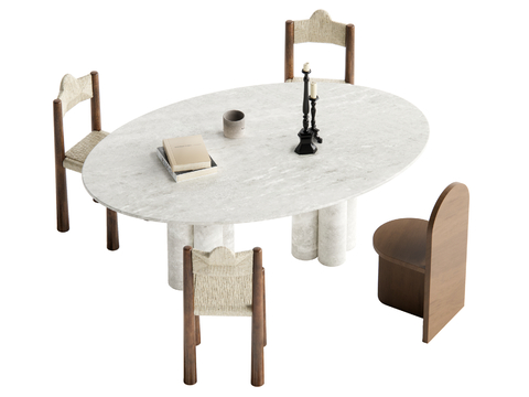 Middle style dining table and chair round dining table