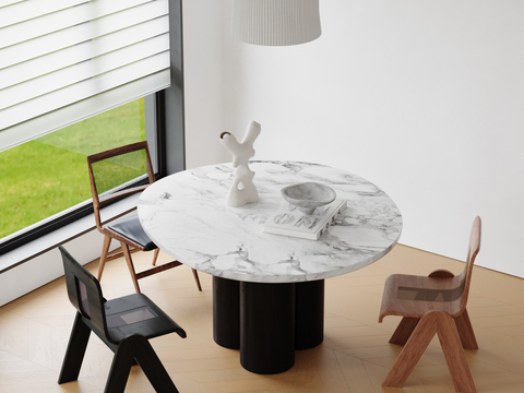 Modern round dining table and chair