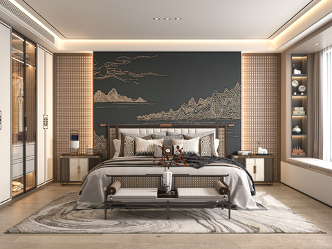 New Chinese-style master bedroom