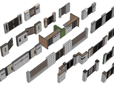 Modern courtyard wall, courtyard door, courtyard wall, community wall