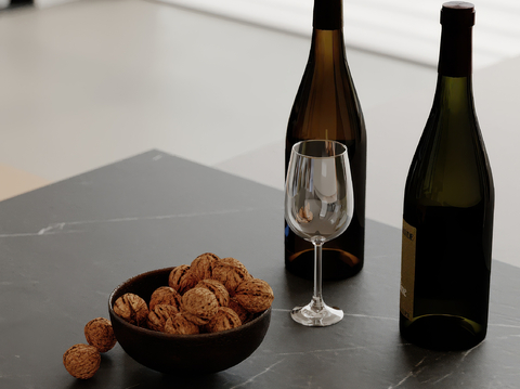 Food walnut wine bottle goblet