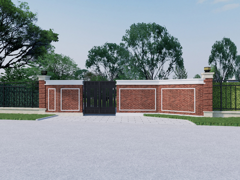 courtyard gate landscape wall