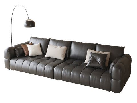 Modern Black Leather Sofa Multiplayer Sofa