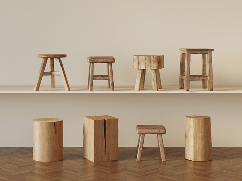 Modern Stool Wooden Stool Round Stool Wooden Pier Square Stool