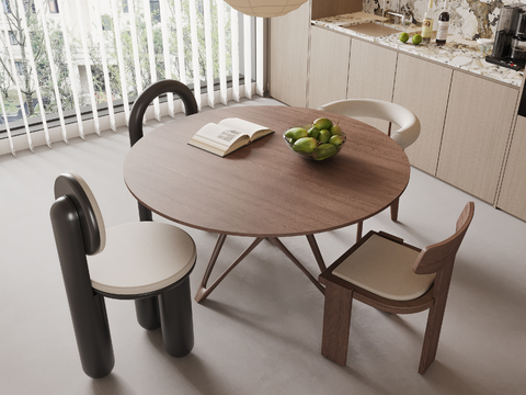 Middle style dining table and chair round dining table