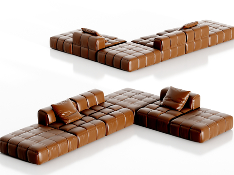 Modern Leather Multiplayer Sofa