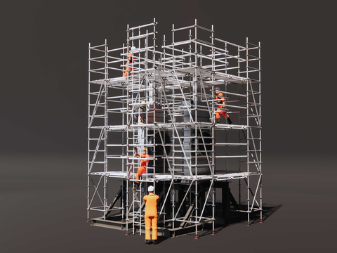 Construction site scaffolding