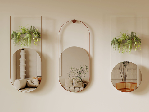 Modern mirror vanity mirror green plant