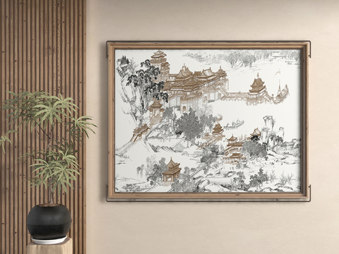 New Chinese Architectural Painting Decorative Painting Hanging Painting