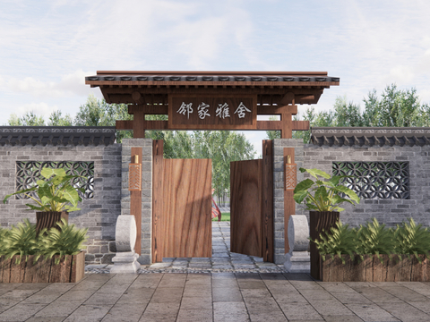 Neo-Chinese Style patio door farmhouse door courtyard door