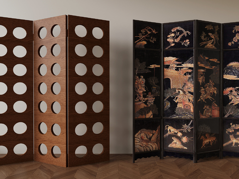 Middle Ancient Screen Folding Screen