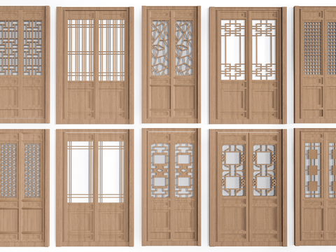 Chinese-style doors and windows, lattice windows, hollowed-out windows