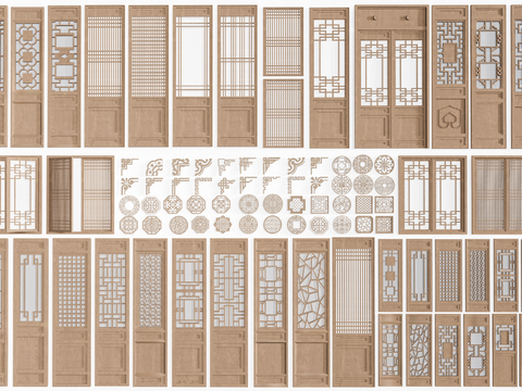 Chinese-style doors and windows, lattice windows, hollowed-out windows