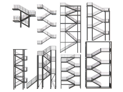 Fire Stairs Escape Ladder Steel Frame Stairs