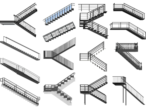 Outdoor Stairs Iron Stairs Steel Frame Stairs Handrail Stairs