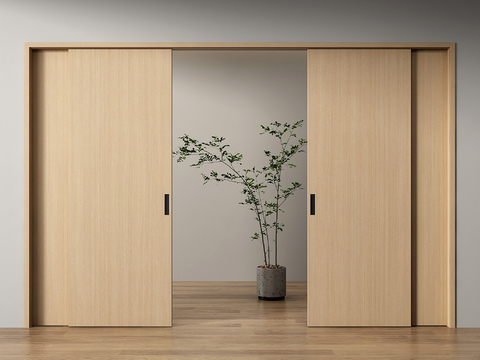 Modern Solid Wood Sliding Door Invisible Door Sliding Door