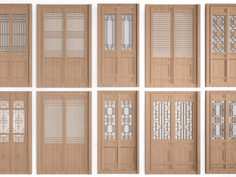 Chinese-style doors and windows, lattice windows, hollowed-out windows