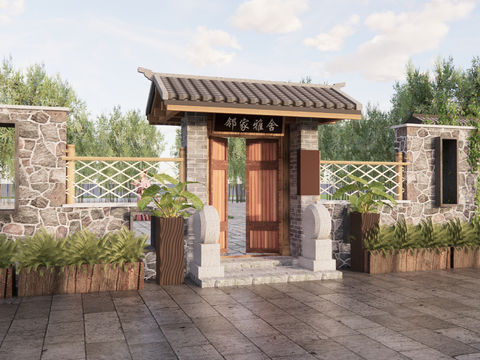 New Chinese Courtyard Door Farmhouse Door