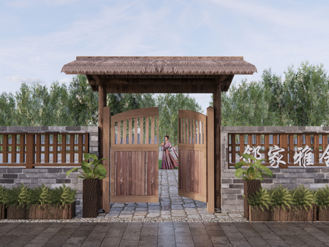 New Chinese Courtyard Door Farmhouse Door