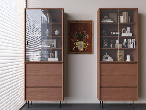 Middle Style Bookcase Decorative Cabinet