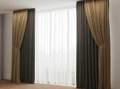 Modern Curtain Gauze Curtain Double Open Curtain