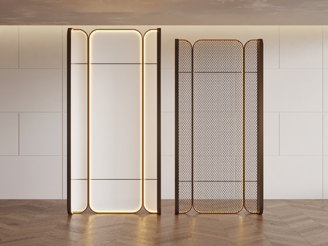 Metal partition folding screen