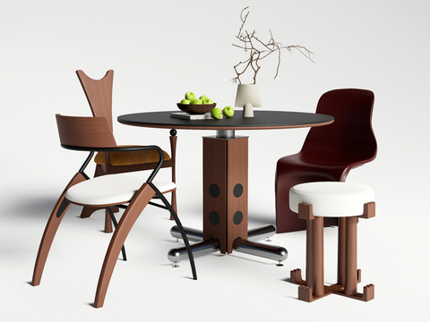 Middle Style Dining Table and Chair Round Dining Table