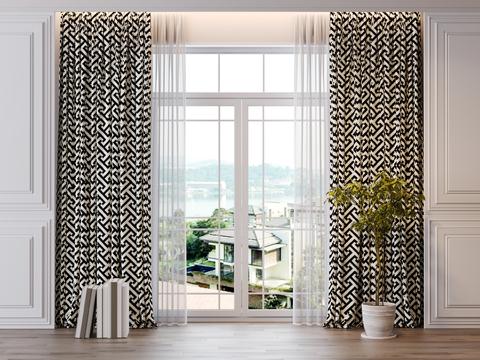 Modern striped curtain gauze curtain