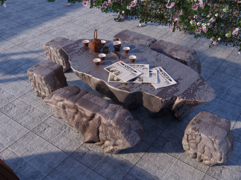 Outdoor Table and Chair Stone Table and Chair