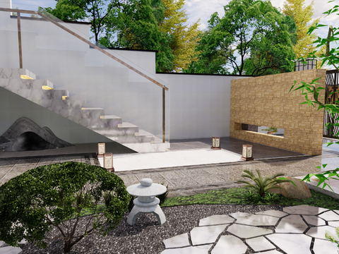 New Chinese Villa Courtyard Garden