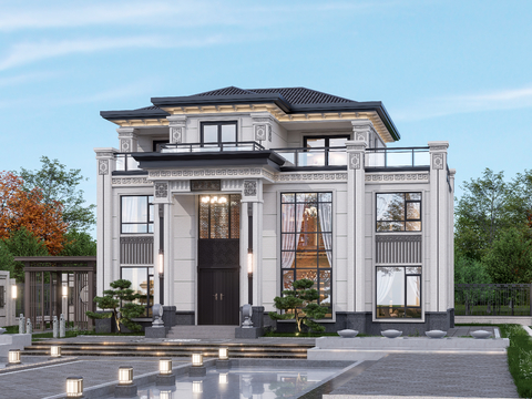 New Chinese-style Three-layer Villa Villa Appearance