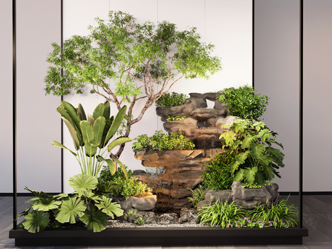 Indoor landscape plant landscaping rockery waterscape