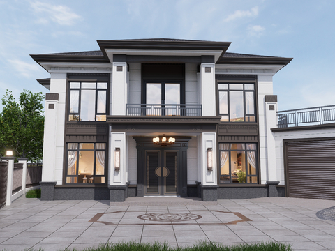 New Chinese-style Two-story Villa Villa Appearance