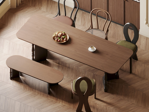 Middle style dining table and chair