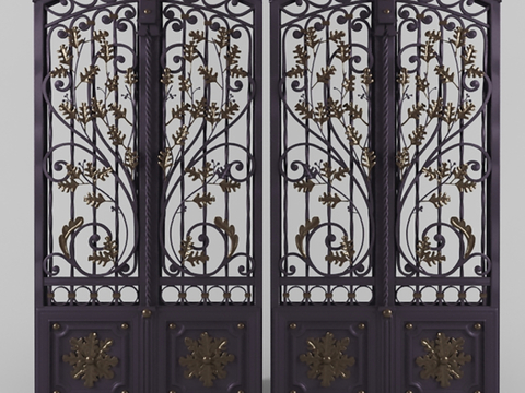 European-style gate, fence gate, wrought iron gate, courtyard gate