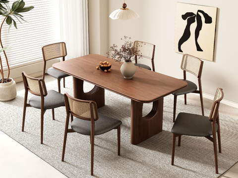 Middle style dining table and chair