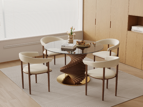 Middle style dining table and chair round dining table