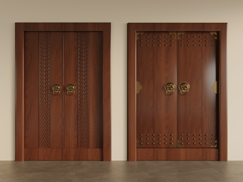 Neo-Chinese Style Entry Door Double Door