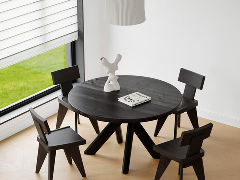 Middle style dining table and chair round dining table