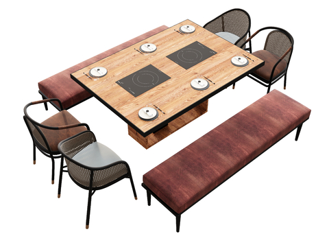 Mid-century Style dining table and chair hot pot table and chair