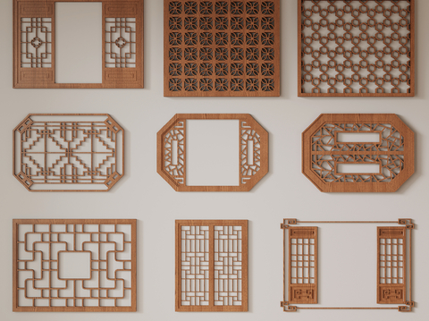 New Chinese-style openwork window grilles