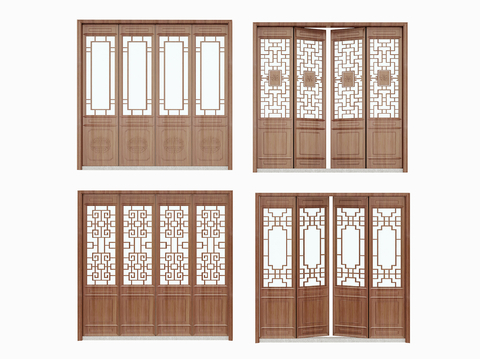 Chinese-style carved door plaid door solid wood door