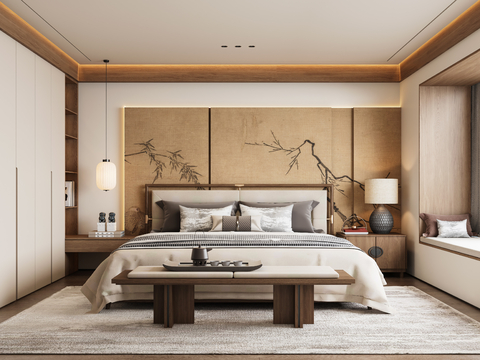 Neo-Chinese Style Bedroom Song Dynasty Aesthetic Master Bedroom