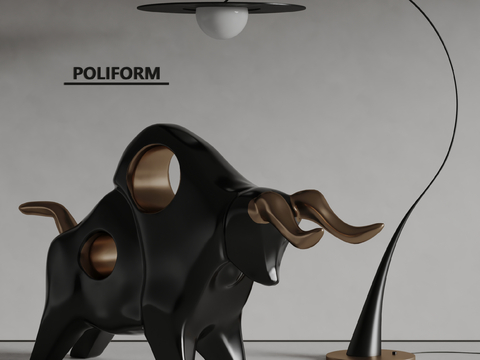 poliform modern cow sculpture animal sculpture floor lamp