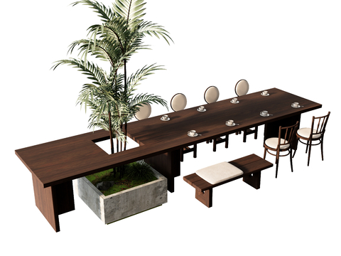 Middle style dining table and chair