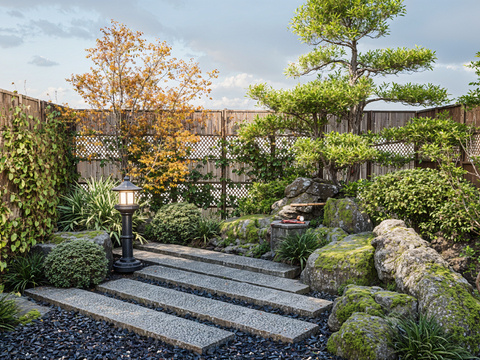 Japanese-style courtyard sketch