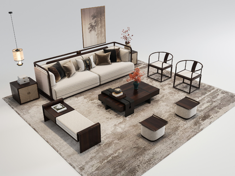 Neo-Chinese Style Sectional Sofa