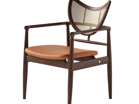 Dyuthi New Chinese Wooden Rattan Lounge Chair Armchair